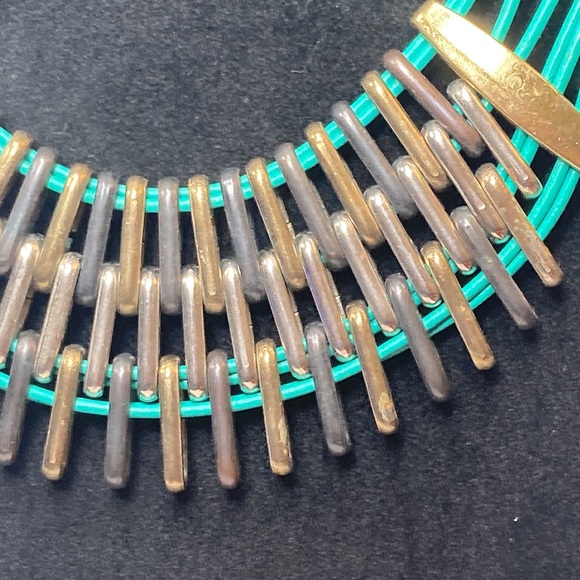 Turquoise Green and Mixed Metal Color Multi Strand Necklace - Picture 4 of 16